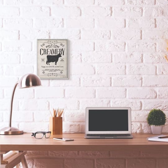 Stupell Industries Creamery Cow Gray Framed Wall Art